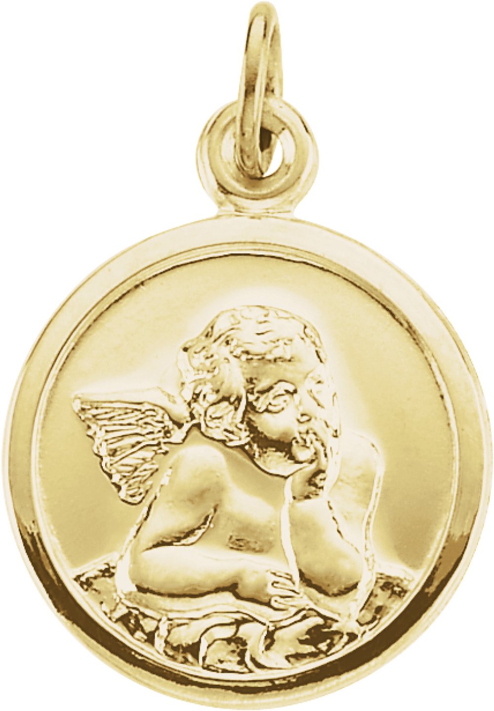 14K Yellow 18x15 mm Guardian Angel Medal