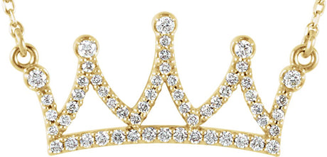 14K Yellow Gold 1/5 CTW Natural Diamond Crown 16" Necklace