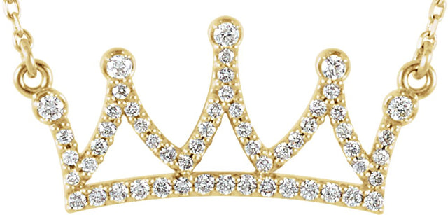 14K Yellow Gold 1/5 CTW Natural Diamond Crown 16" Necklace