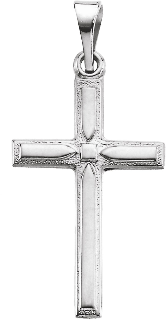 14K White Gold 19x12.5 mm Cross Pendant