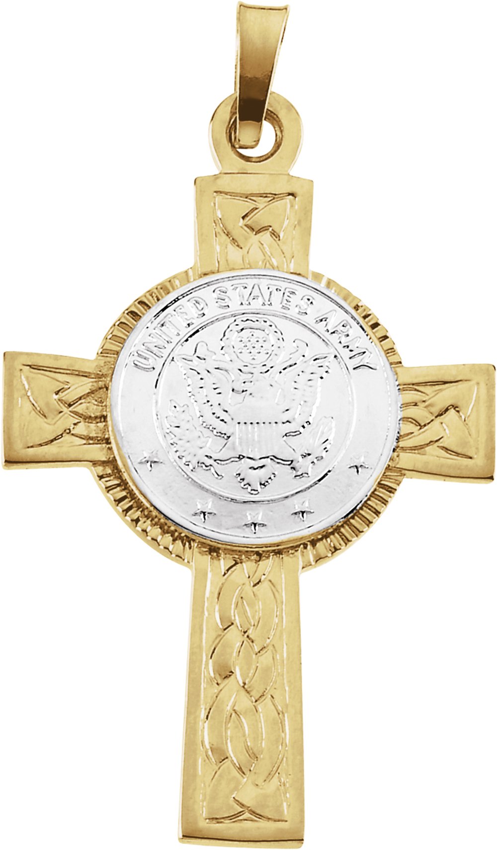 14K Yellow & White U.S. Army Cross Pendant