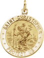 14K Yellow Gold 18 mm St. Christopher Medal