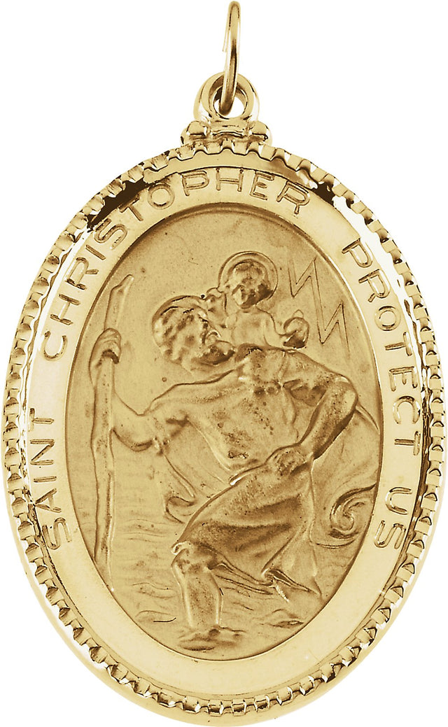 14K Yellow 39x26 mm Oval St. Christopher Medal