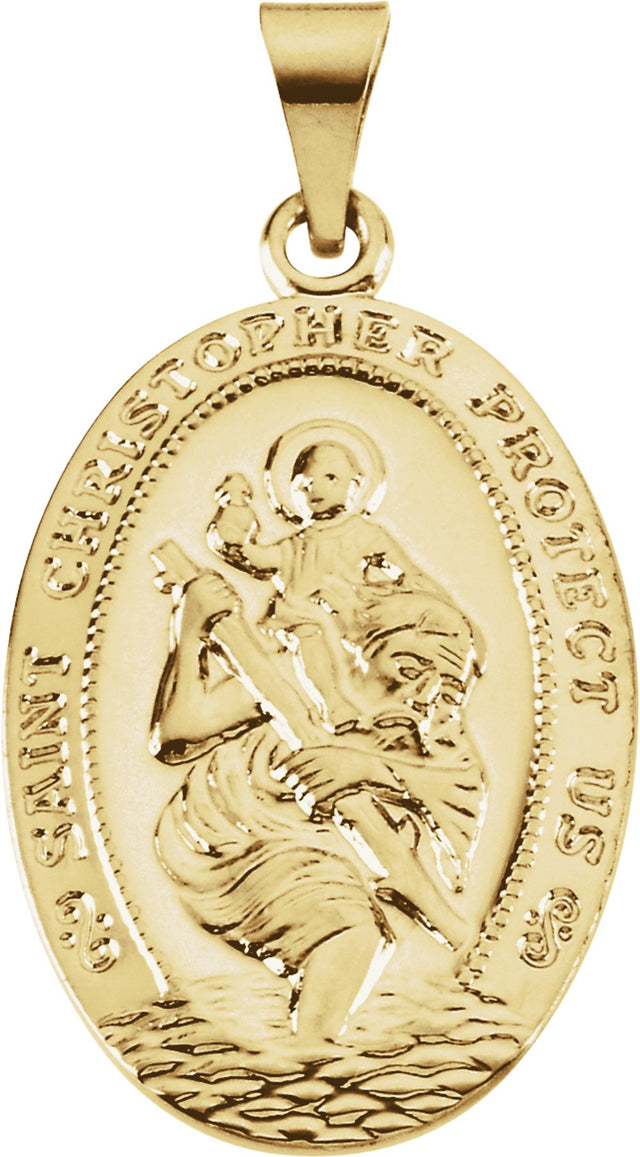 14K Yellow 25x17.5 mm St. Christopher Medal