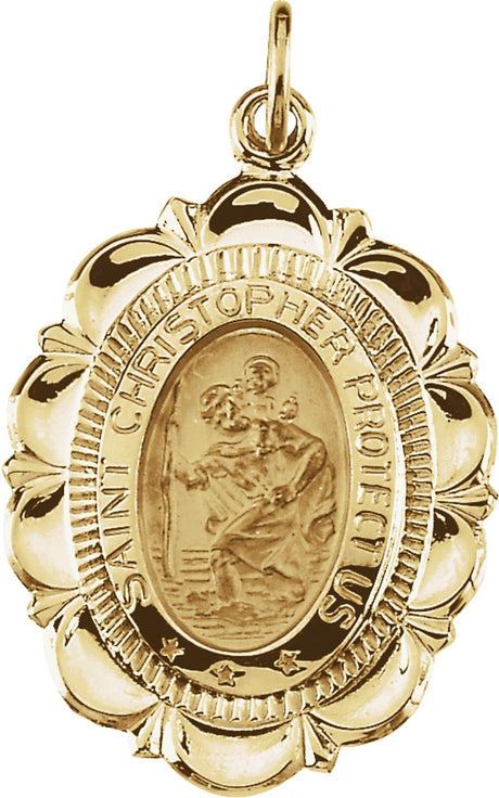 14K Yellow 25x18 mm Oval St. Christopher Medal