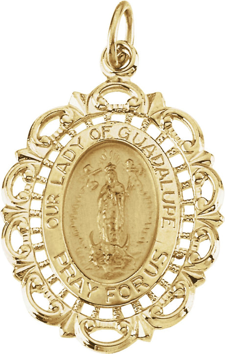 14K Yellow 25x18 mm Oval Our Lady of Guadalupe Medal