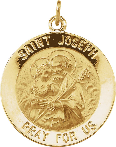14K Yellow 22 mm Round St. Joseph Medal  