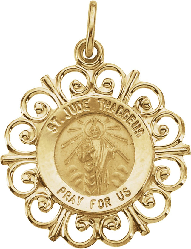 14K Yellow 18 mm St. Jude Medal