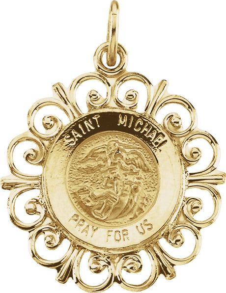 14K Yellow 18 mm Round St. Michael Medal