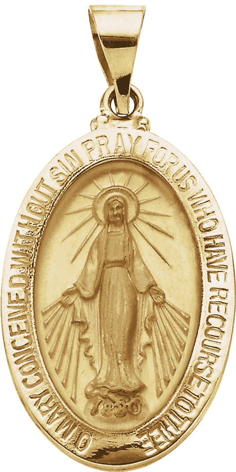 14K Yellow 23x16 mm Oval Hollow Miraculous Medal