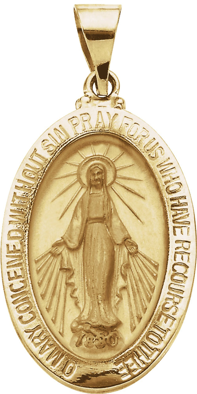 14K Yellow 23x16 mm Oval Hollow Miraculous Medal