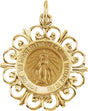 14K Yellow 18 mm Round Miraculous Medal  