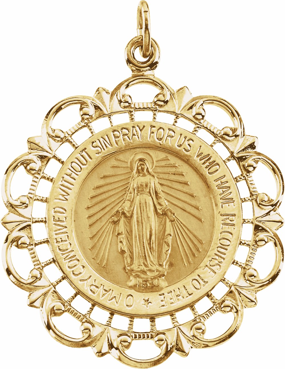 14K Yellow 25 mm Round Miraculous Medal  