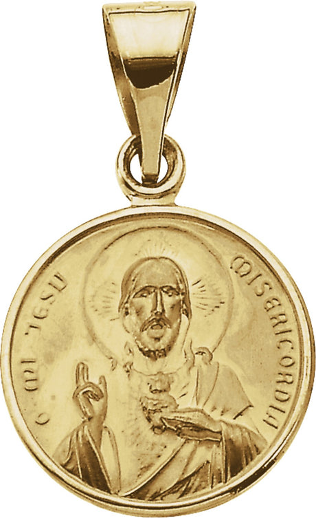 18K Yellow 12 mm Sacred Heart Medal