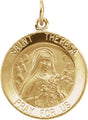 14K Yellow 18 mm Round St. Theresa Medal