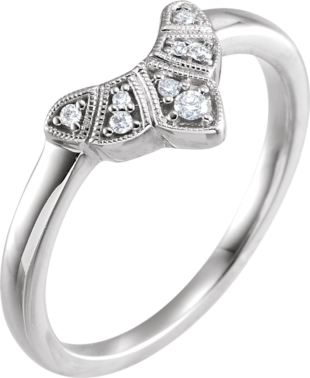 14K White .06 CTW Natural Diamond Contour Band