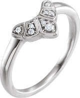 14K White .06 CTW Natural Diamond Contour Band