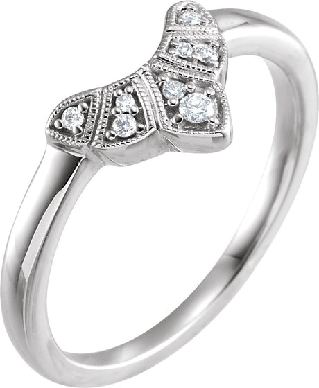 14K White .06 CTW Natural Diamond Contour Band