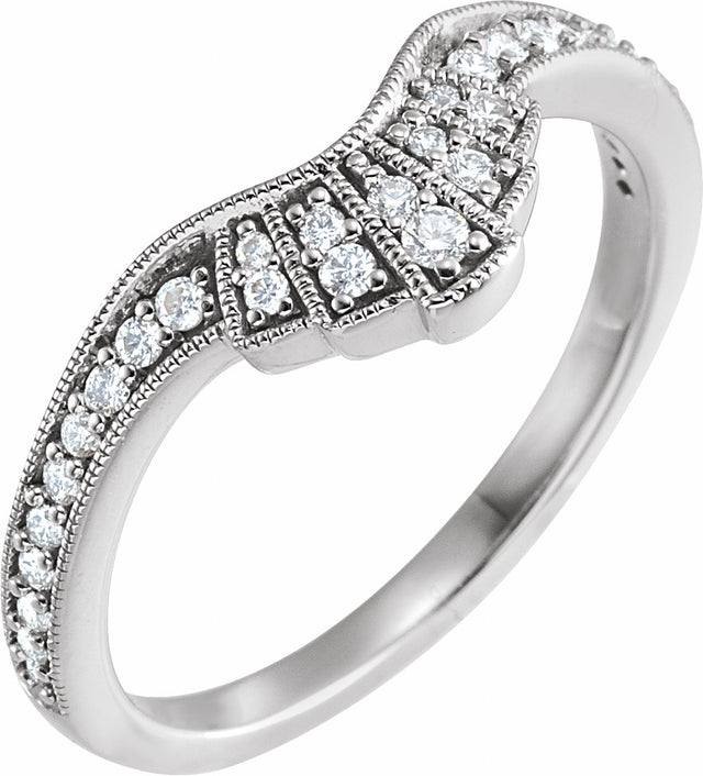 14K White 1/5 CTW Natural Diamond Contour Band