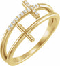 14K Yellow Gold .06 CTW Natural Diamond Sideways Cross Ring