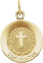 14K Yellow 12 mm Confirmation Medal with Cross