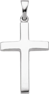 14K White 23x15.9 mm Cross Pendant 