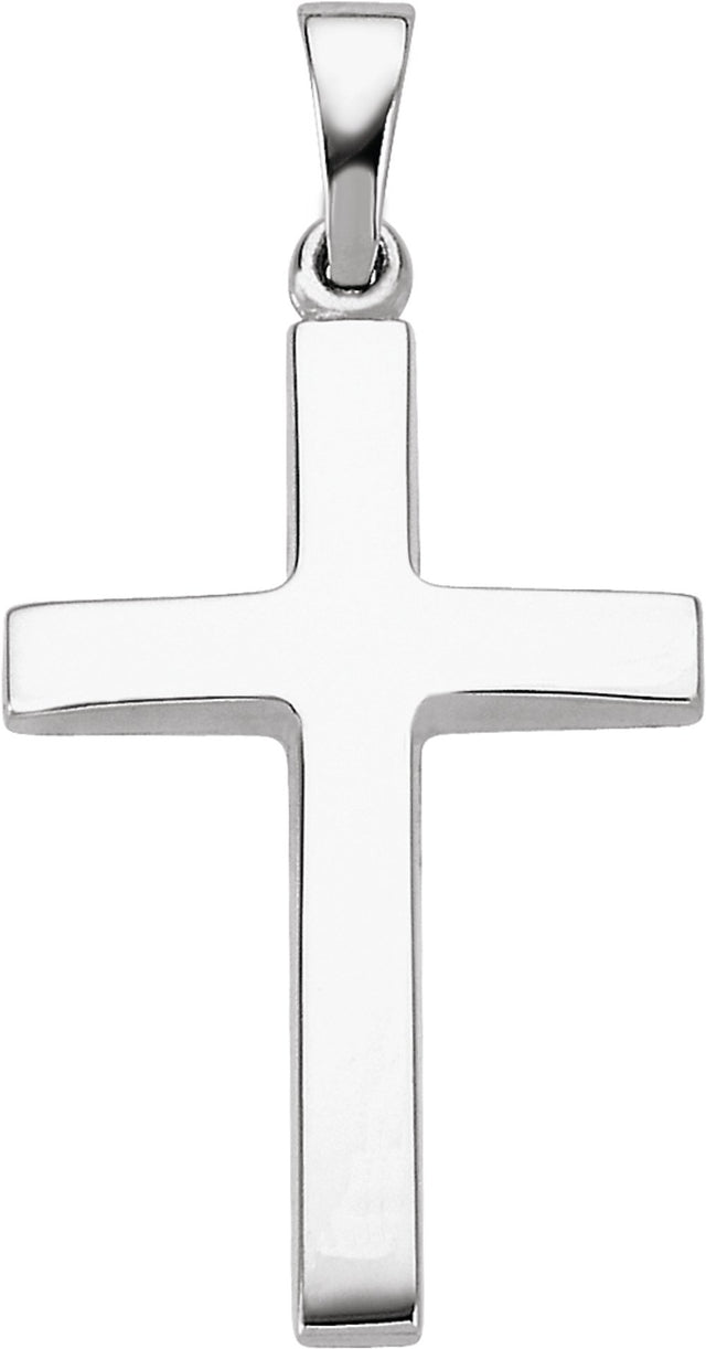 14K White 23x15.9 mm Cross Pendant 