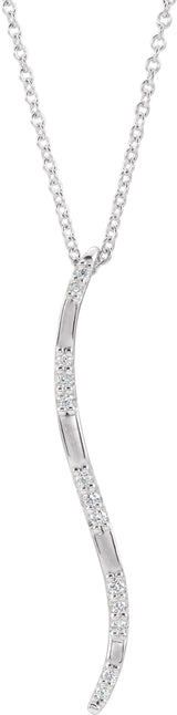 14K White .06 CTW Natural Diamond Bar 16-18" Necklace