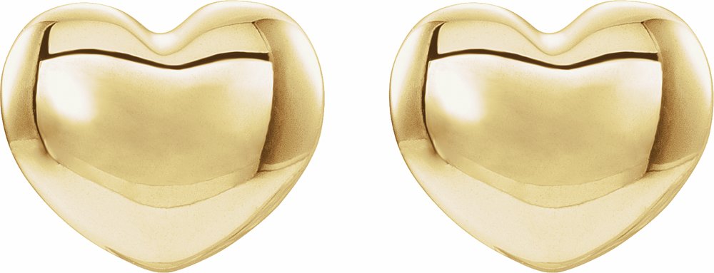 14K Yellow Youth Puff Heart Earrings