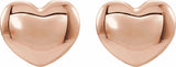 14K Rose Youth Puff Heart Earrings