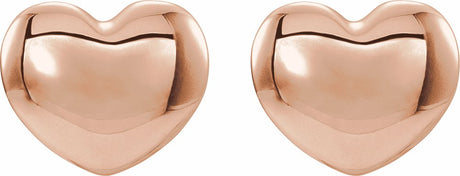 14K Rose Youth Puff Heart Earrings