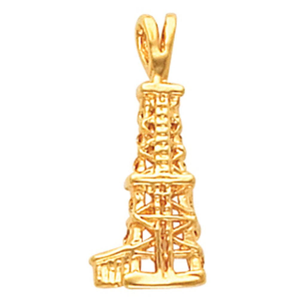 14K Yellow 22x10 mm Oil Derrick Pendant