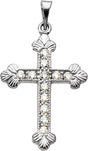 14K White 1/4 CTW Natural Diamond Cross Pendant  