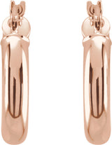 14K Rose Gold Tube 15 mm Hoop Earrings
