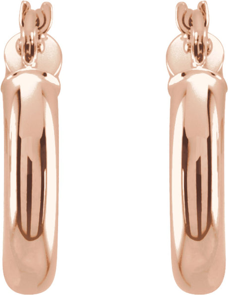 14K Rose Gold Tube 15 mm Hoop Earrings