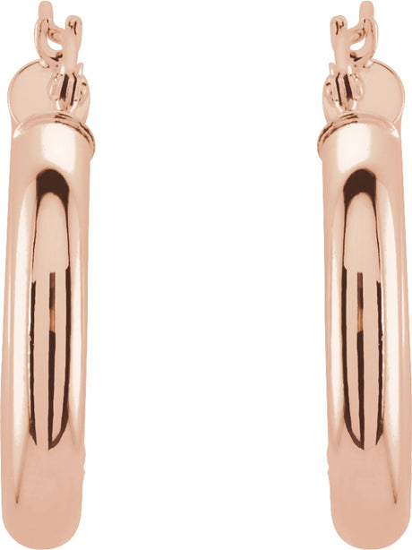 14K Rose Tube 20 mm Hoop Earrings