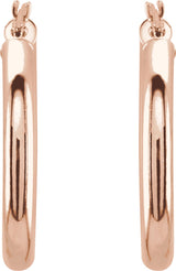 14K Rose Gold Tube 25 mm Hoop Earrings