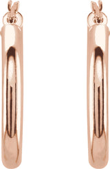 14K Rose Tube 25 mm Hoop Earrings