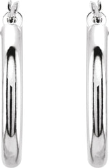 14K White Tube 25 mm Hoop Earrings