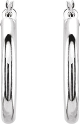 14K White Gold Tube 25 mm Hoop Earrings