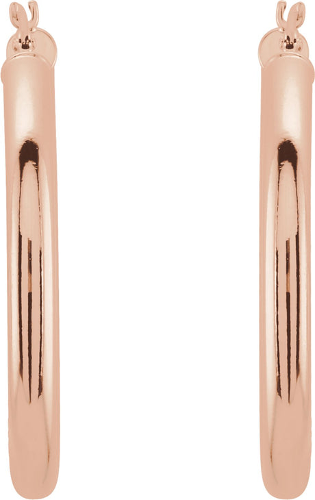 14K Rose Gold Tube 30 mm Hoop Earrings