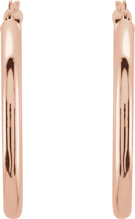 14K Rose Gold Tube 35 mm Hoop Earrings