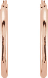 14K Rose Gold Tube 35 mm Hoop Earrings