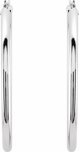 14K White Gold Tube 48 mm Hoop Earrings