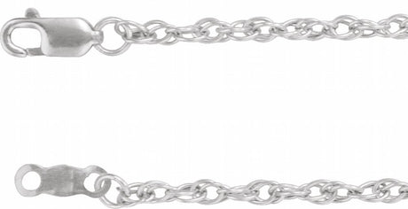 10K White Gold 2 mm Rope 20" Chain