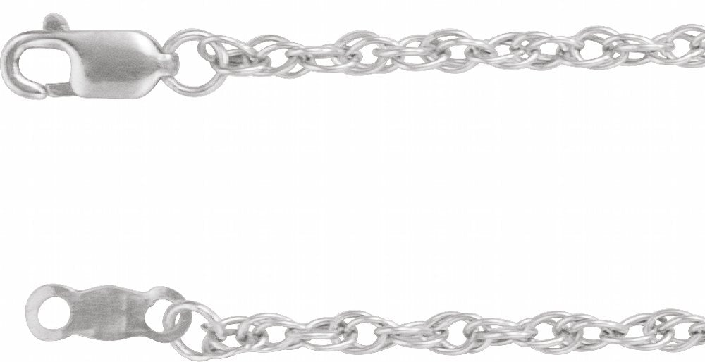 10K White Gold 2 mm Rope 18" Chain
