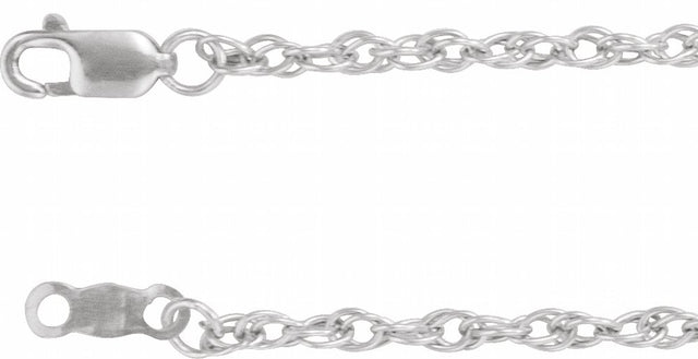 10K White Gold 2 mm Rope 16" Chain