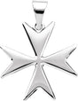 14K White Maltese Cross Pendant