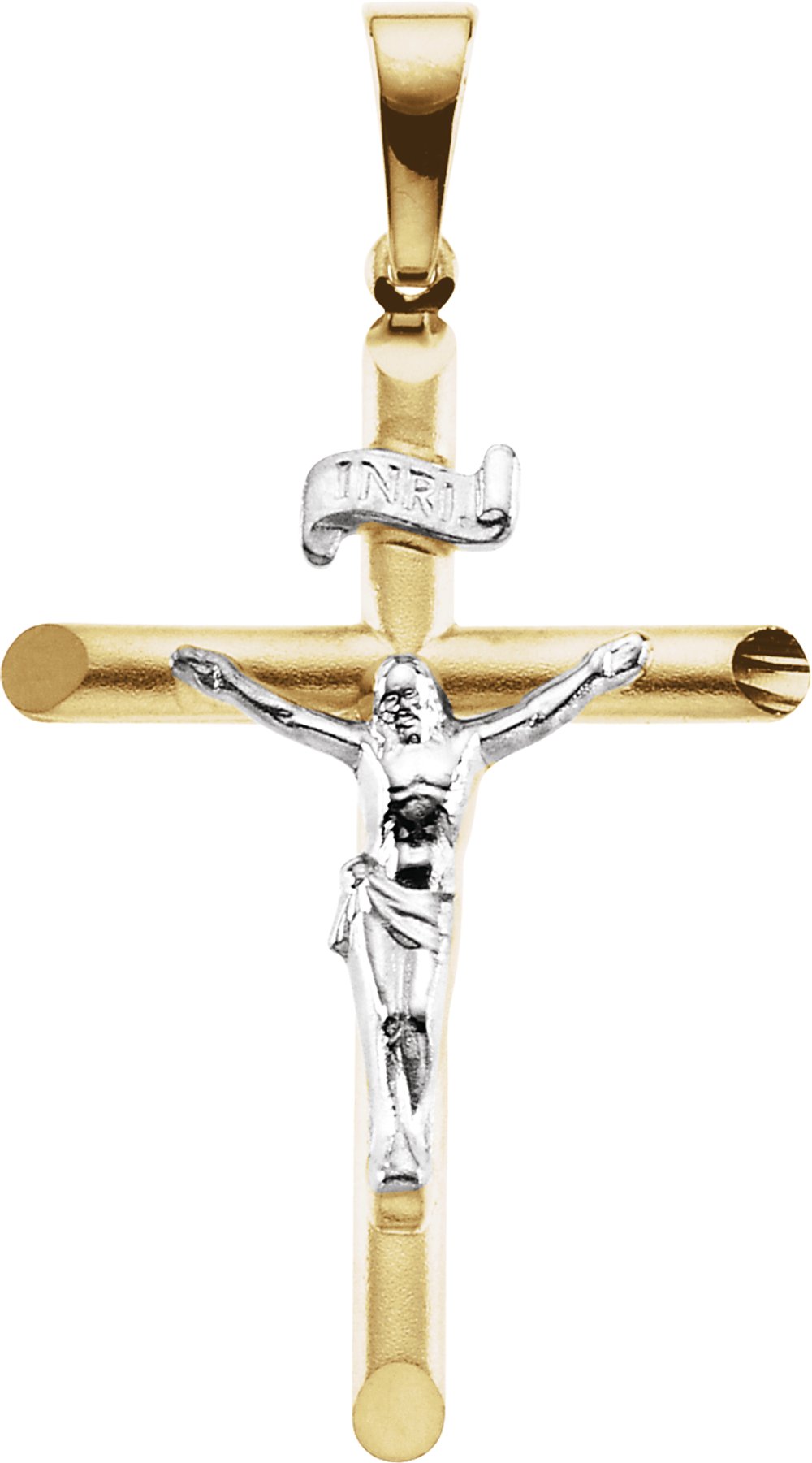 14K Yellow/White 26x19 mm Crucifix Pendant