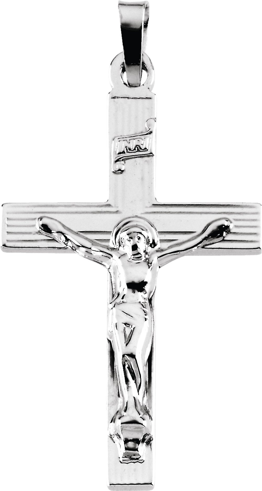 14K White 29x19 mm Crucifix Pendant